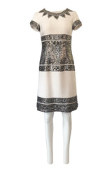Fall 2007 Oscar de la Renta Sequin & Bead on Ivory Boucle Wool Runway Dress