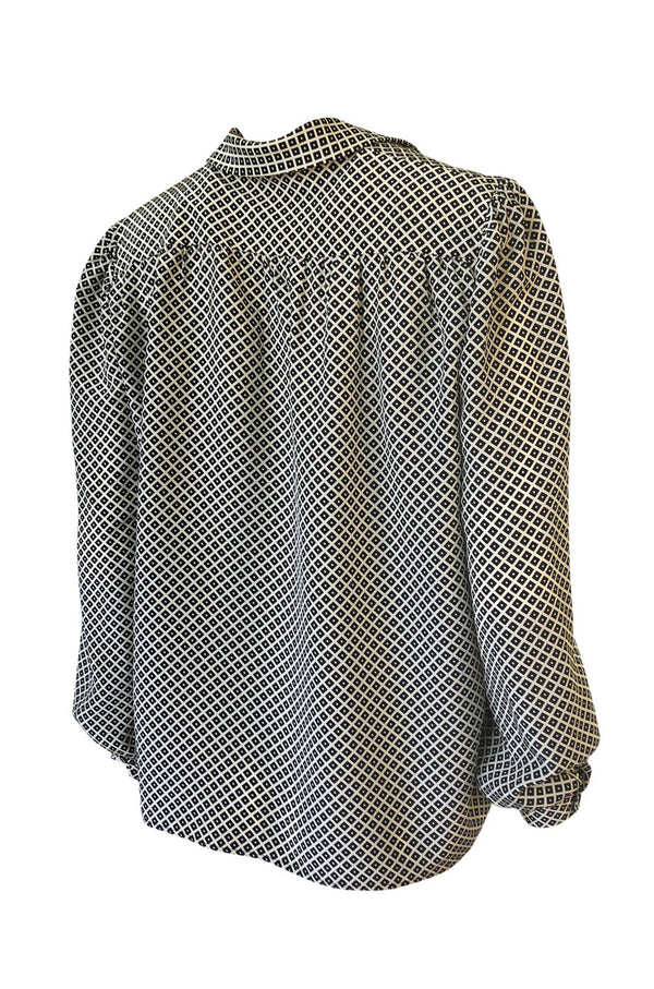 Chic 1980s Valentino Boutique Graphic Black & White Silk Top