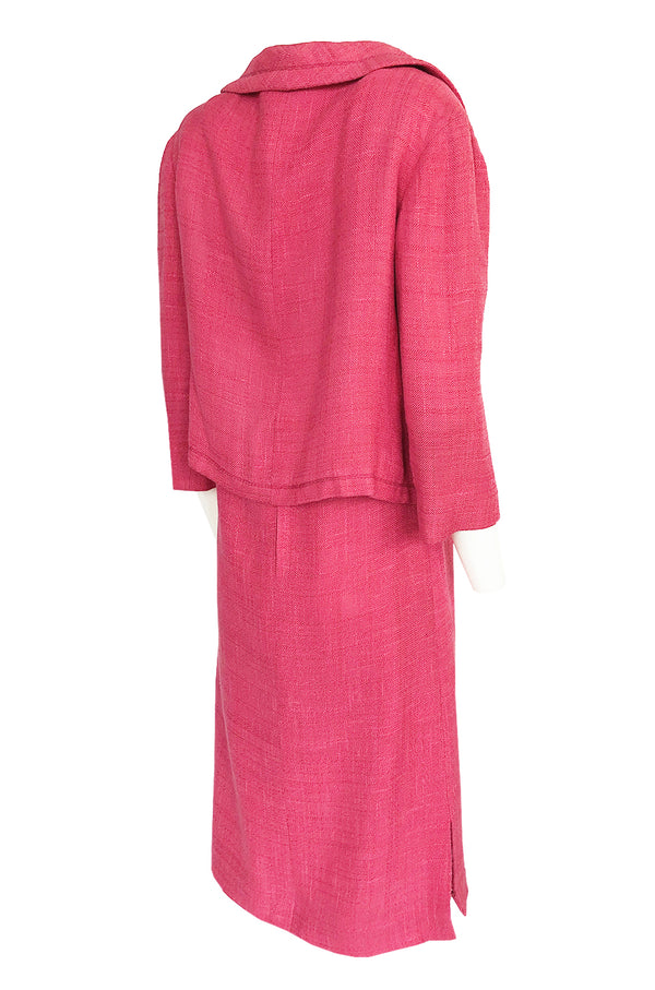 Spring 1961 Christian Dior Demi-Couture Pink Linen & Silk Dress Suit