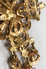 Vintage Florenzi Double Chain Gold Filigreed Cross Necklace
