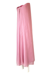 1960s George Stavropoulos Strapless Layered Light Pink SIlk Chiffon Dress