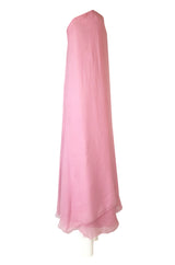 1960s George Stavropoulos Strapless Layered Light Pink SIlk Chiffon Dress