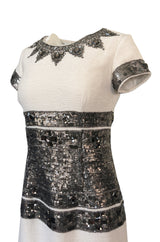 Fall 2007 Oscar de la Renta Sequin & Bead on Ivory Boucle Wool Runway Dress