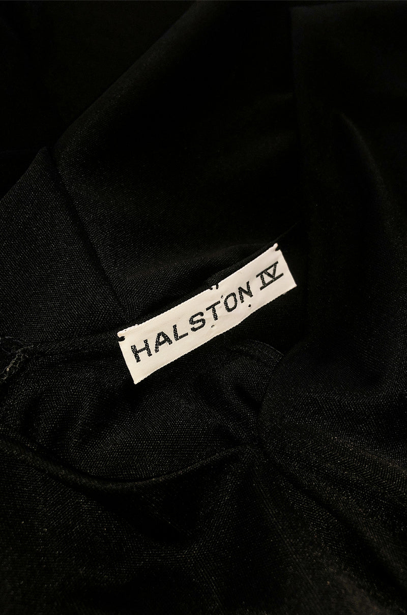 1970s Halston Easy to Wear Black Jersey Slip On Caftan Dress