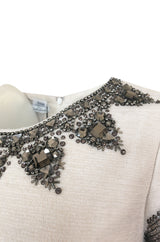 Fall 2007 Oscar de la Renta Sequin & Bead on Ivory Boucle Wool Runway Dress
