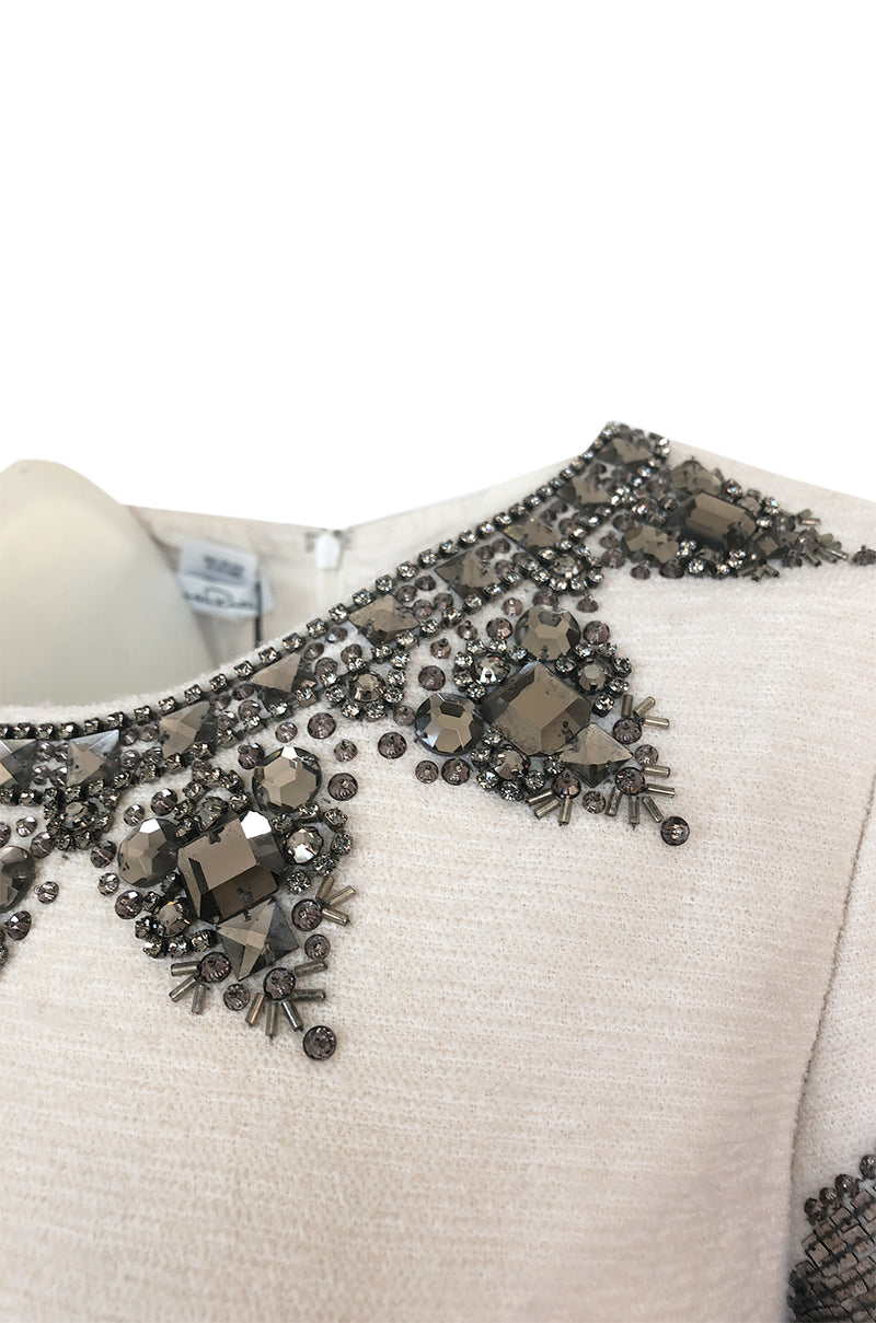 Fall 2007 Oscar de la Renta Sequin & Bead on Ivory Boucle Wool Runway Dress