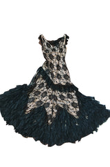 2000s John Galliano Spanish Feeling Tiered Lace Bias Cut Dress