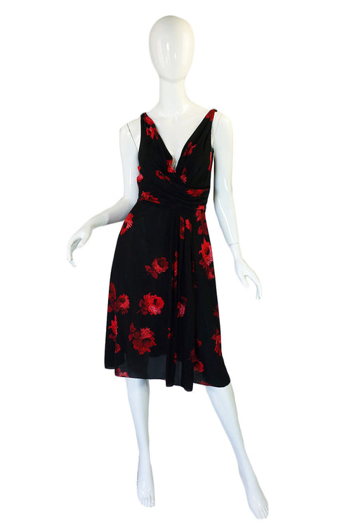2005 Iconic Rose Print Prada Silk Dress