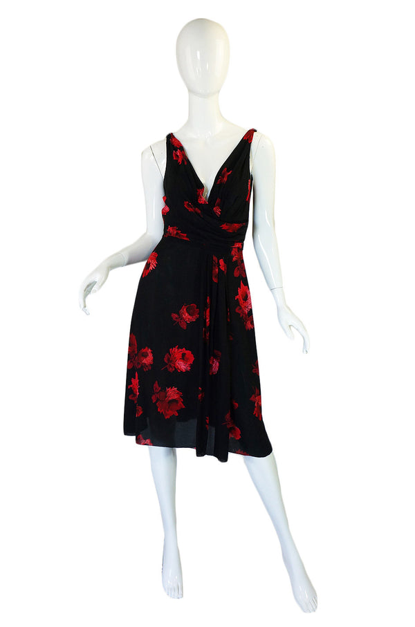 2005 Iconic Rose Print Prada Silk Dress