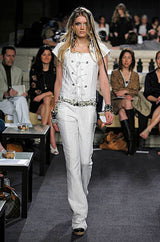Fabulous 2007 Chanel Resort Runway Textured White Lace Front Pocket Jumpsuit