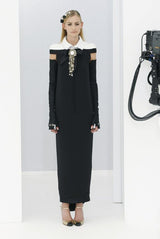 Superb Fall 2006 Chanel by Karl Lagerfeld Haute Couture Black Runway Dress w Shoulder Detailing