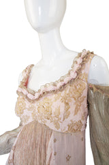 1970s Zandra Rhodes Hand Painted Silk Gown