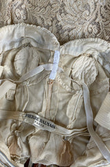 Exceptional Spring 1956 Pierre Balmain Haute Couture Strapless French Alencon Lace & Silk Organza Dress