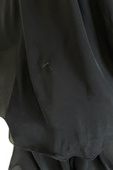Incredible 2006-2007 Roberto Cavalli Black Silk Extreme Plunge Dress w Trained Silk Chiffon Skirts