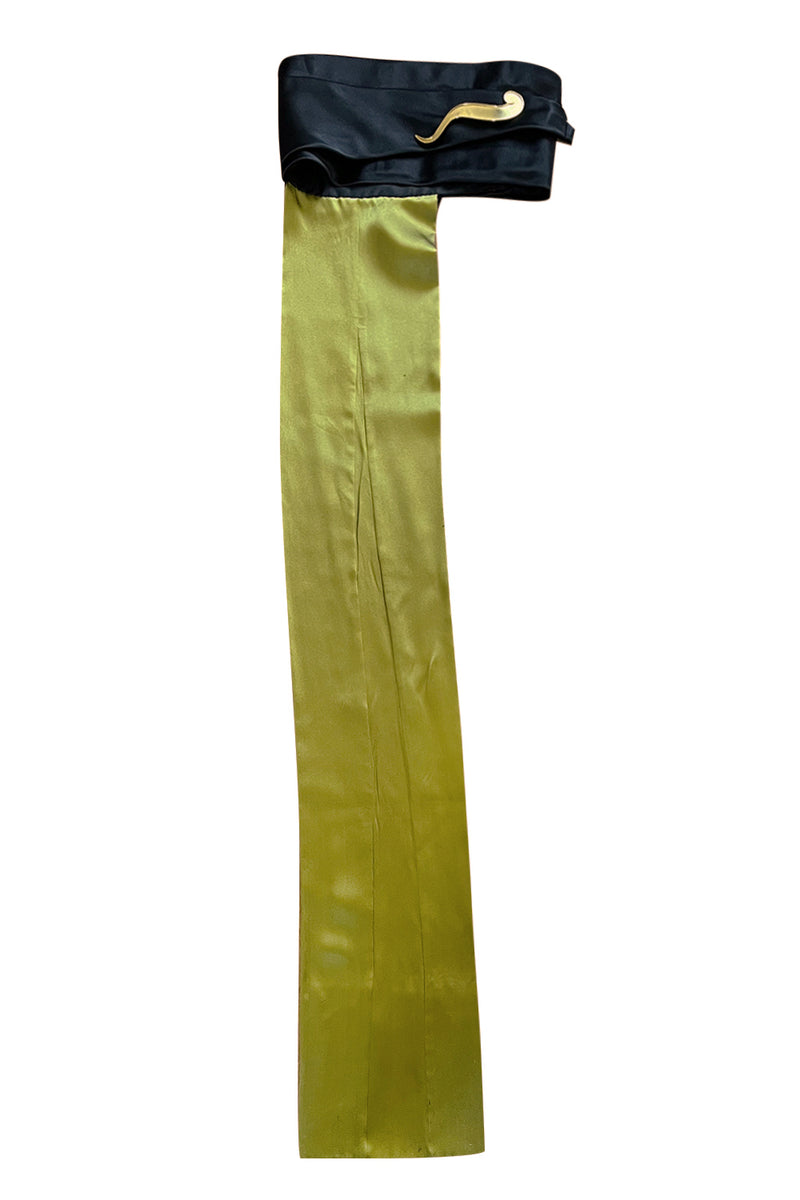 Fall 1994 Guy Laroche Haute Couture Runway Wide Sleeve Dress w Cumberbund & Back Skirt Panel