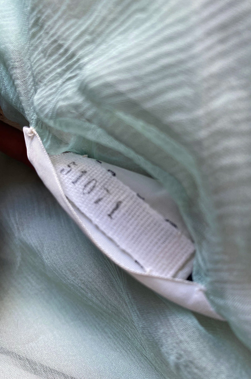 Spring 1976 Chanel Haute Couture Pale Turquoise Silk Chiffon Dress w PinTuck Gathered Front