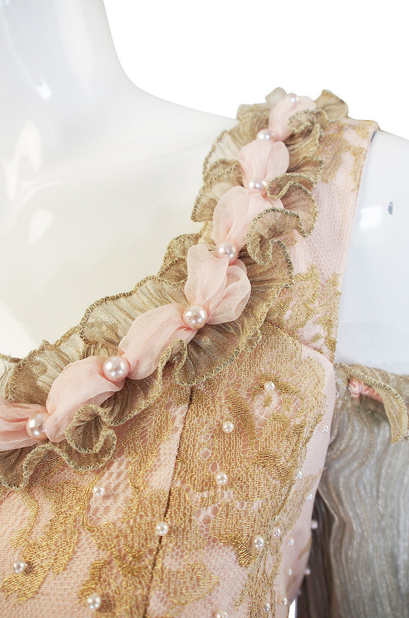 1970s Zandra Rhodes Hand Painted Silk Gown