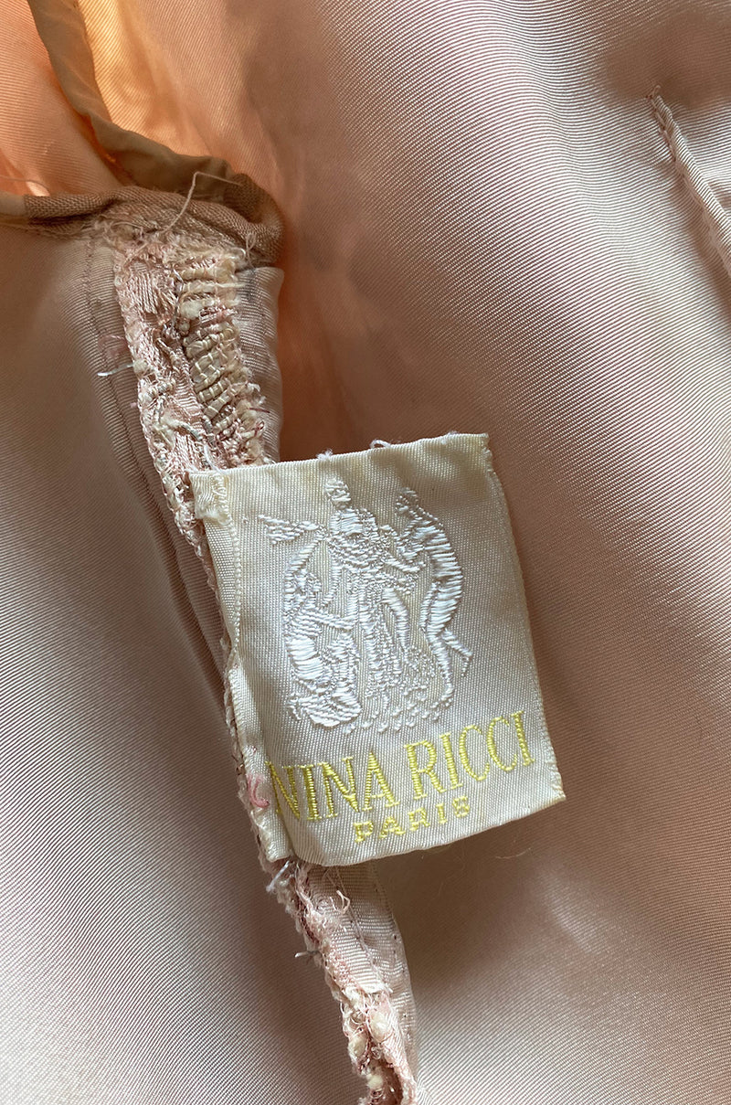 Fall 1994 Nina Ricci Haute Couture Metallic Cord Detailed Lace & Pink Silk Dress