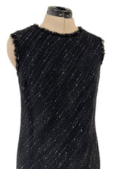 Chic Fall 2004 Chanel by Karl Lagerfeld Haute Couture Black & White Boucle Runway Dress & Jacket