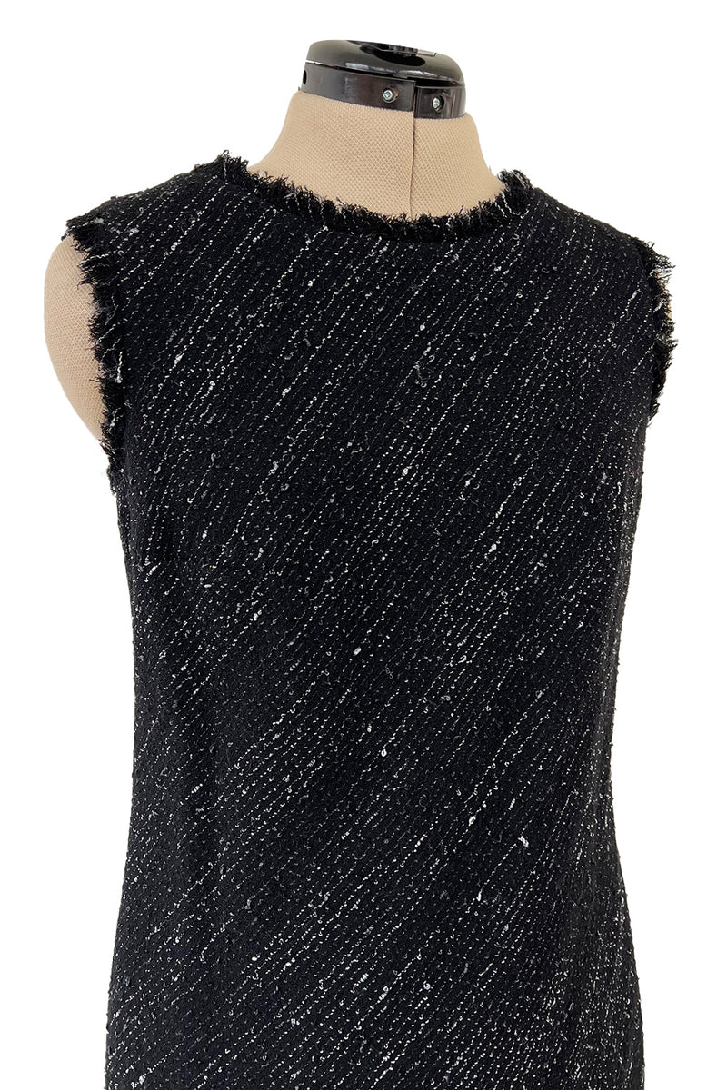 Chic Fall 2004 Chanel by Karl Lagerfeld Haute Couture Black & White Boucle Runway Dress & Jacket