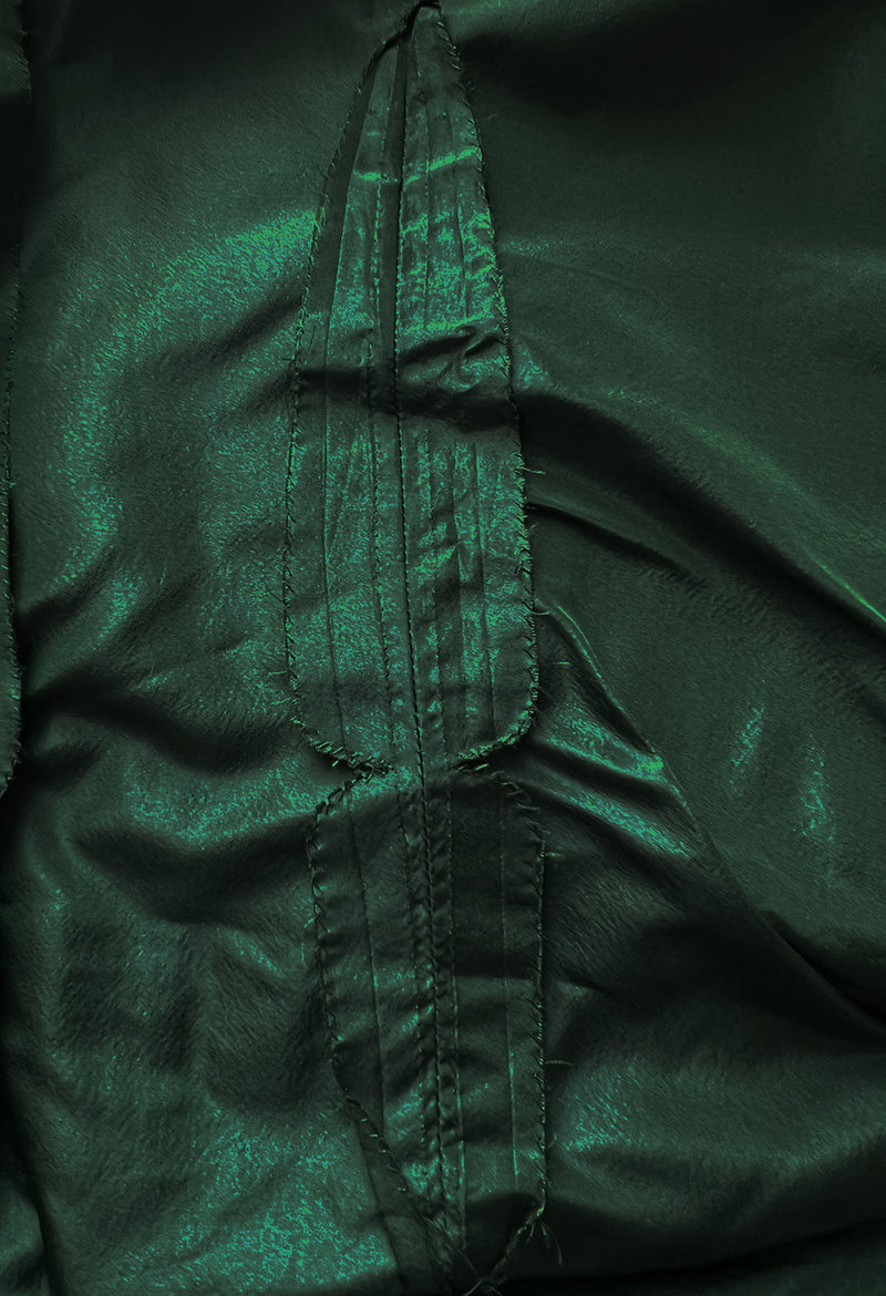 Rare 1977 Madame Gres Haute Couture Dress & Cape in a Deep Green Silk Taffeta
