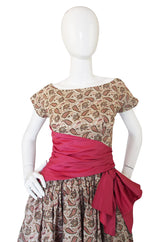 1950s Paisley & Gold Print Party Dress