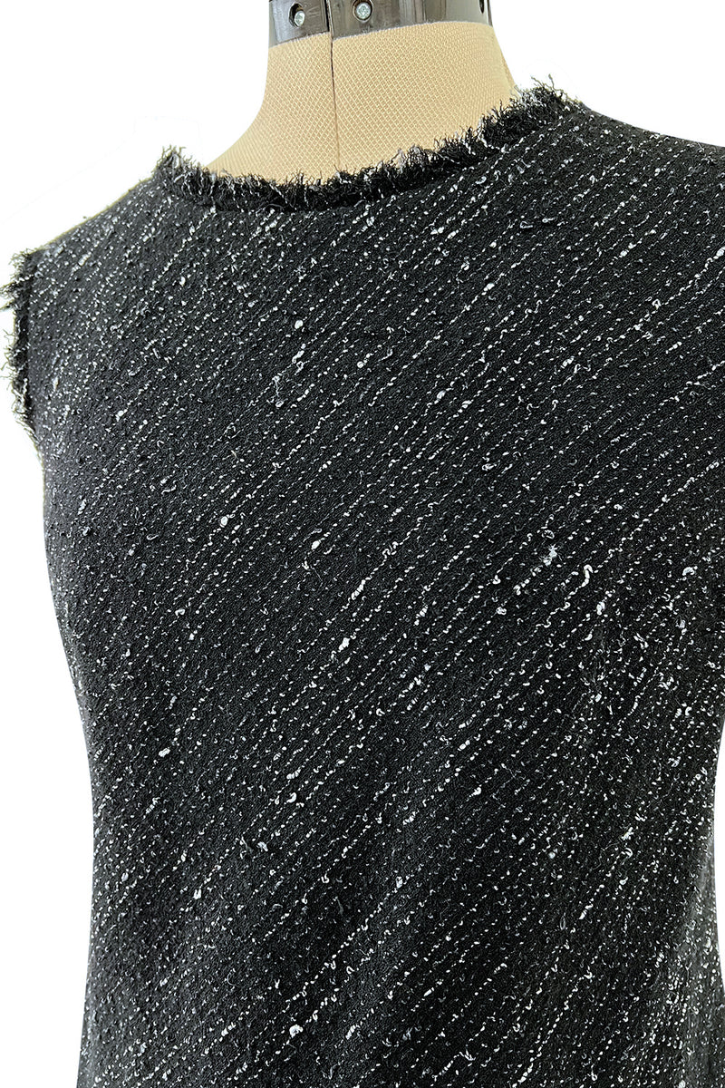 Chic Fall 2004 Chanel by Karl Lagerfeld Haute Couture Black & White Boucle Runway Dress & Jacket