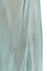 Spring 1976 Chanel Haute Couture Pale Turquoise Silk Chiffon Dress w PinTuck Gathered Front