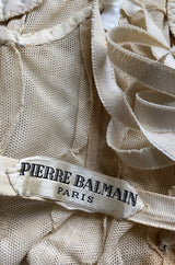 Exceptional Spring 1956 Pierre Balmain Haute Couture Strapless French Alencon Lace & Silk Organza Dress