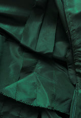 Rare 1977 Madame Gres Haute Couture Dress & Cape in a Deep Green Silk Taffeta