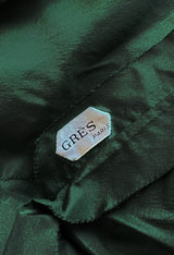 Rare 1977 Madame Gres Haute Couture Dress & Cape in a Deep Green