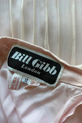 1976 Bill Gibb Couture Pleated Silk Chiffon Skirt w Metallic Thread Embroidered Silk Net Coat