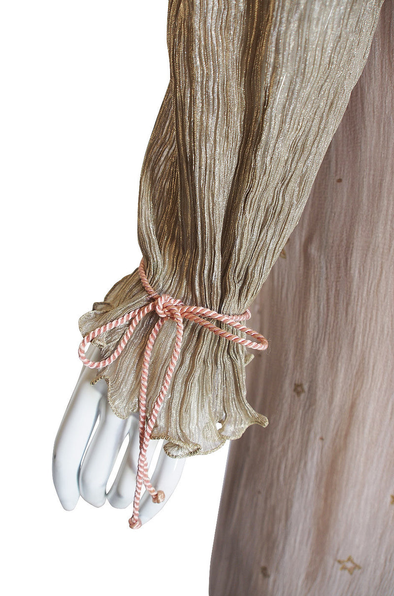 1970s Zandra Rhodes Hand Painted Silk Gown