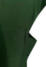 Rare 1977 Madame Gres Haute Couture Dress & Cape in a Deep Green Silk Taffeta