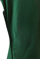Rare 1977 Madame Gres Haute Couture Dress & Cape in a Deep Green Silk Taffeta