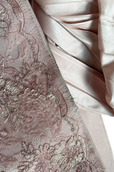 Fall 1994 Nina Ricci Haute Couture Metallic Cord Detailed Lace & Pink Silk Dress