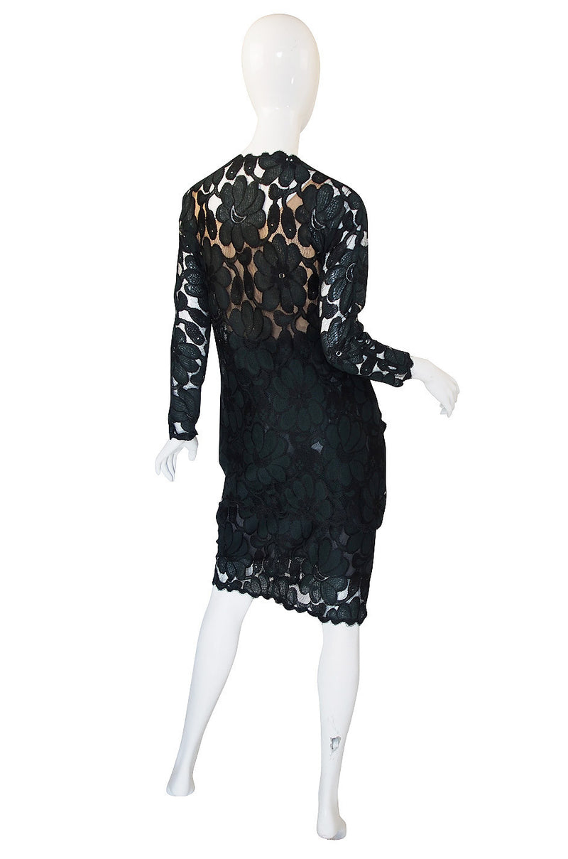 1980s Geoffrey Beene Deep Green Lace Set