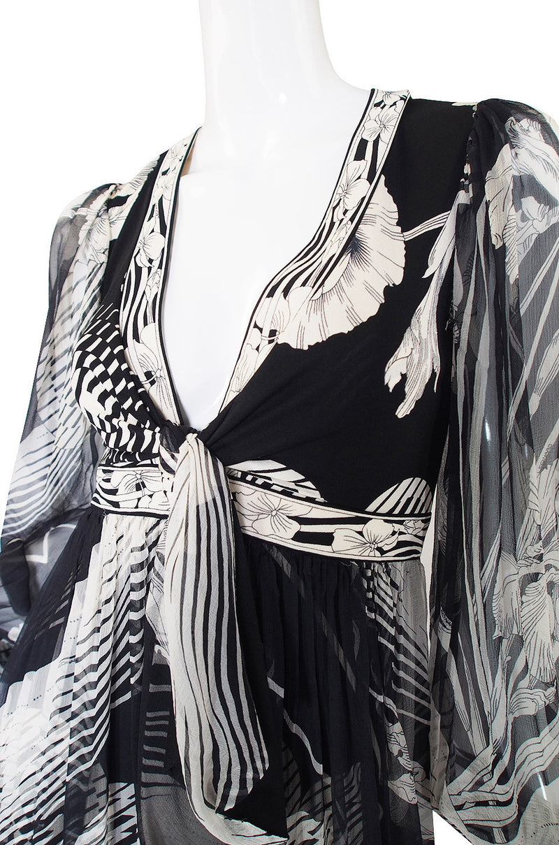 1970s Silk Chiffon & Jersey Leonard Maxi