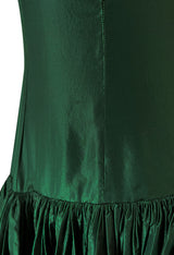 Rare 1977 Madame Gres Haute Couture Dress & Cape in a Deep Green Silk Taffeta