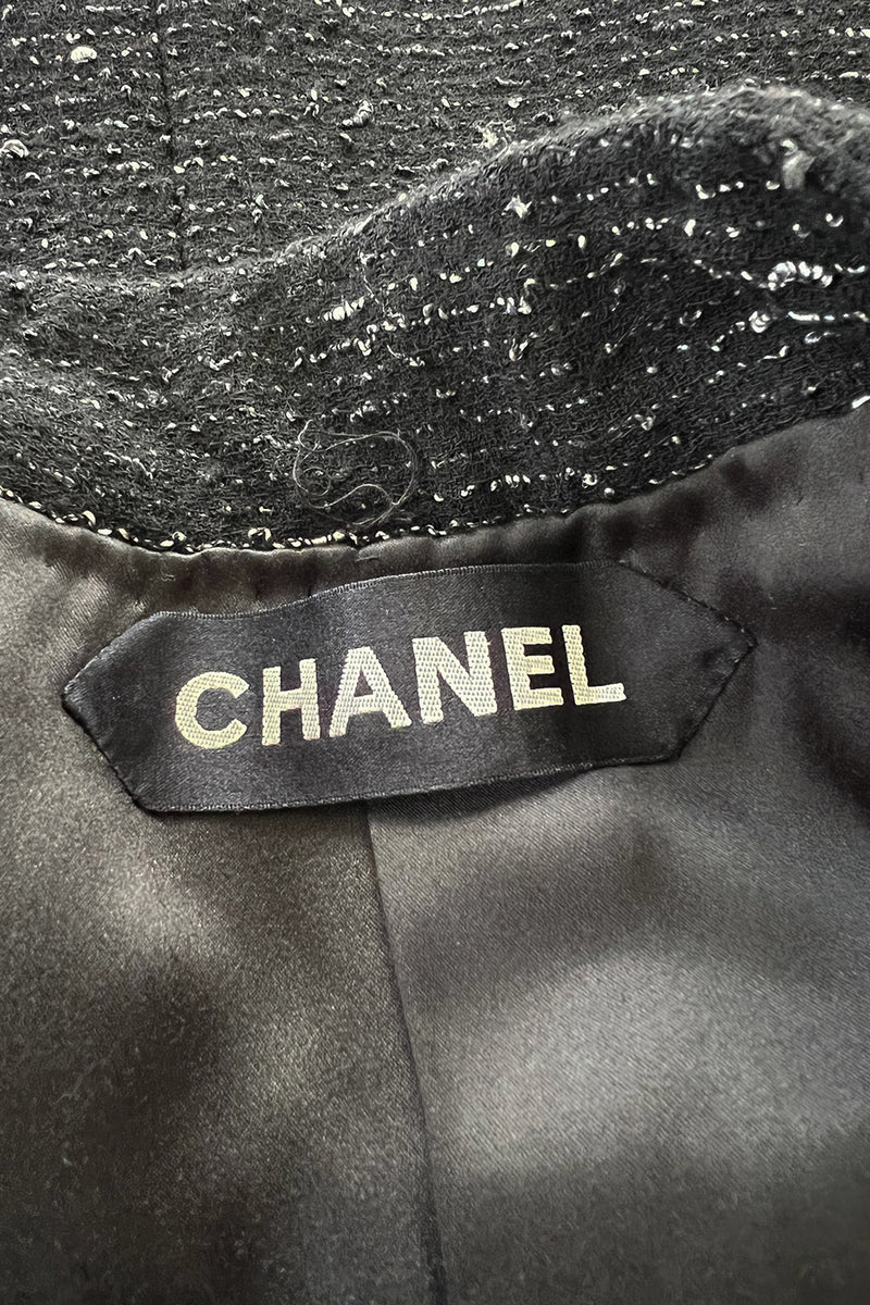 Chic Fall 2004 Chanel by Karl Lagerfeld Haute Couture Black & White Boucle Runway Dress & Jacket