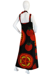 c1973 Lanvin Printed "Tomato" Halter Jersey Dress