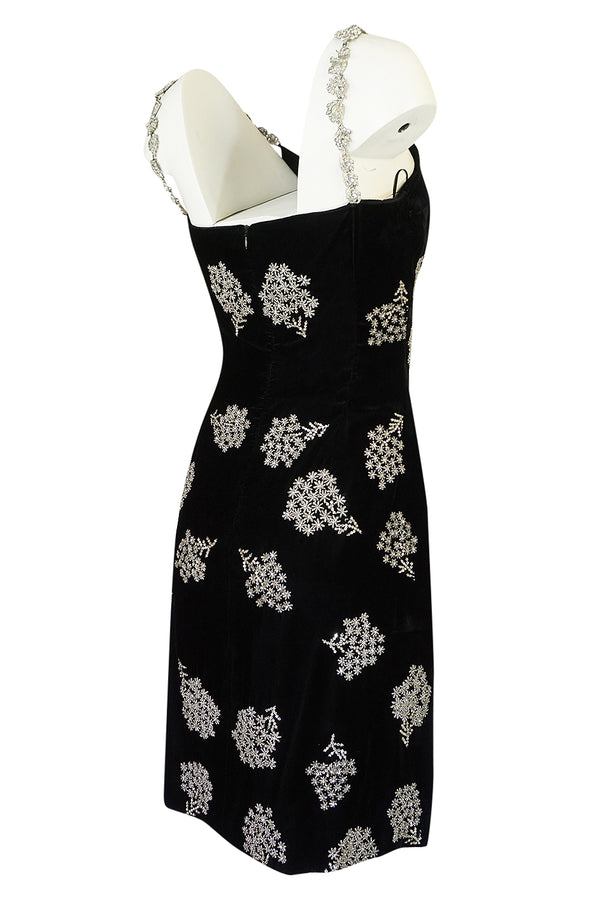 Fall 1991 Todd Oldham Glass Bead & Crystal Jewel Strap Velvet Dress