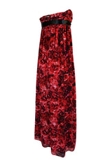 Recent Giambattista Valli Impulse Red Floral Strapless Dress