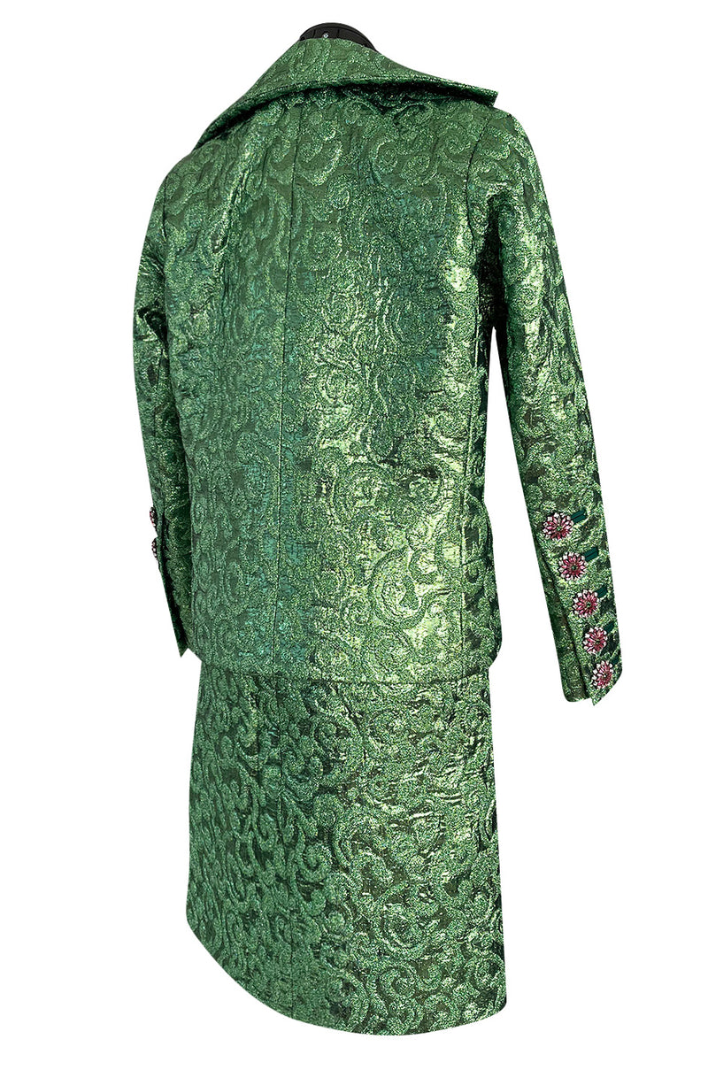 Fall 1989 Ady Couture Lausanne  Yves Saint Laurent Haute Couture Copy Green Metallic Suit
