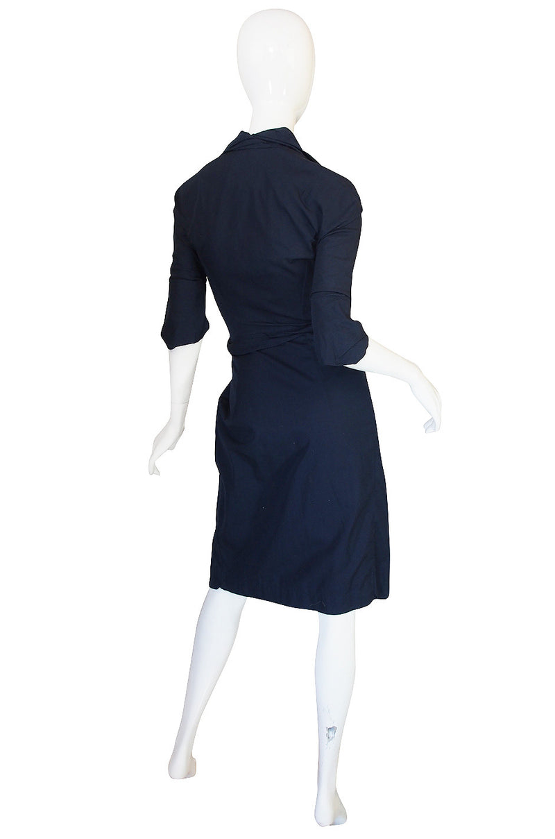 1990s Vivienne Westwood Deep Blue Cotton Wrap Dress