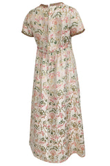 1960s Nat Kaplan Silk Brocade Midi Dress w Elaborate Crystal Detailing