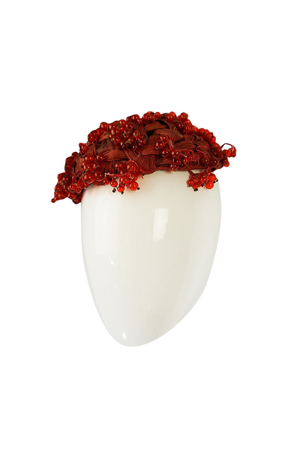 Rare 1950s Couture Christian Dior Glass Berries Hat