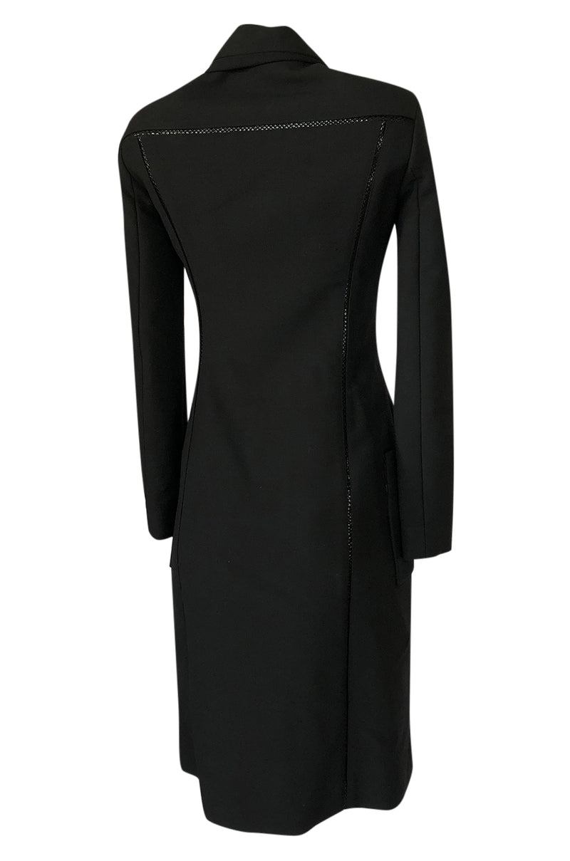 1990s Gianni Versace Couture Sleek & Tailored Black Coat or Dress