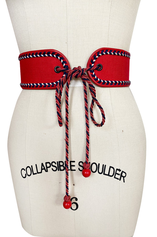1976-77 Yves Saint Laurent Russian Collection Red Braided Tie Belt