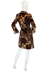 1960s Mr Mort Rich Printed Velvet Wrap Dress or Coat